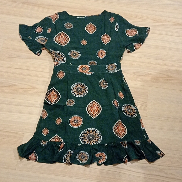 TIGERLILY Matisse Emerald Green Ruffle Wrap Mini Dress - Picture 12 of 16